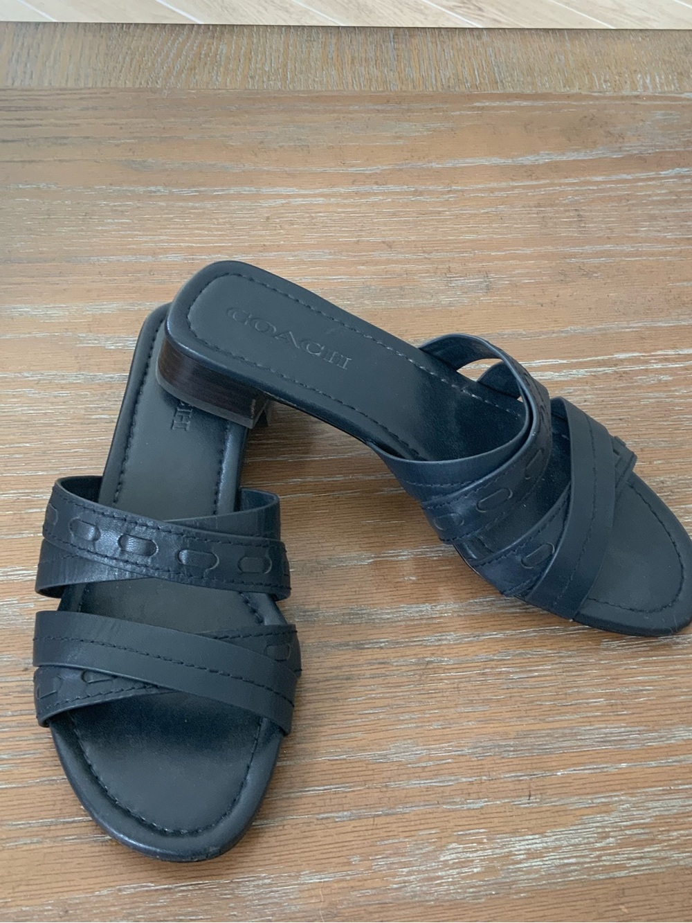 COACH Navy Slide Slip On Strappy Sandals US7.5